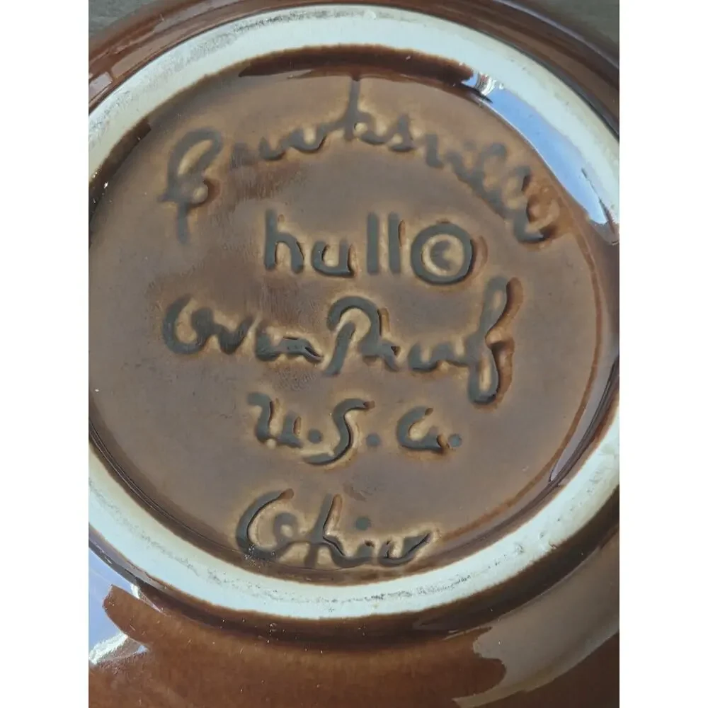Vtg 60s Hull Oven Proof Brown Drip Glaze Soup Bowl & Lid Set Of 2